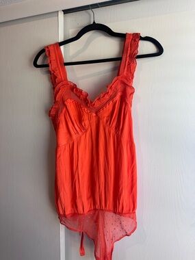 Free People Vibrant Coral Orange Tank Bodysuit